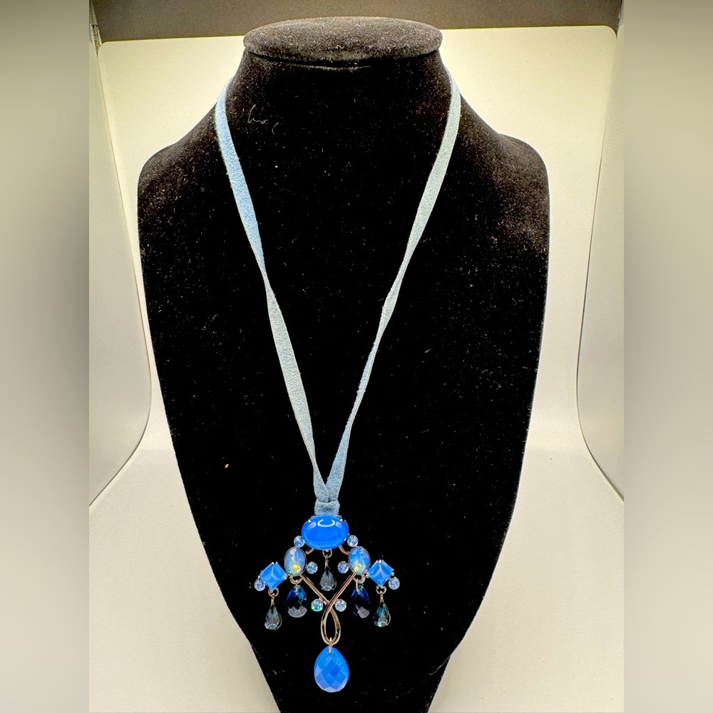 Vintage Givenchy leather and crystal necklace.